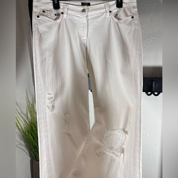 J. Crew straight leg distressed denim jeans white size 8 short - Picture 3 of 14